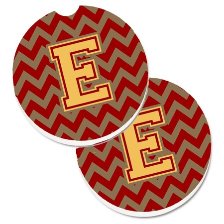 Carolines Treasures Letter E Chevron Garnet and Gold  Cup Holder Car Coaster, PK2 CJ1048-ECARC